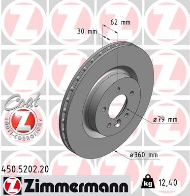 Zimmermann 450.5202.20 Гальмівні диски zimmermann 450.5202.20
