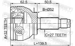 Febest 0810-B13MT Febest шарнір гомокінетичний зовнішній subaru legacy b13