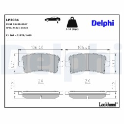 LP2084 DELPHI Комплект гальмівних колодок з 4 шт дисків