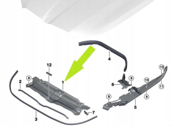 Китай BMV51765A12203 НАКЛАДКА КРИШКИ ВЕРХНЬОЇ ПАНЕЛІ РАДІАТОРА BMW 5 G60 51765A12203