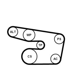AD BRAKE VIC-306958 Комплект поліклинових ременів 6 PK 1873 K3 для OPEL ASTRA G, ASTRA G/KOMBI,