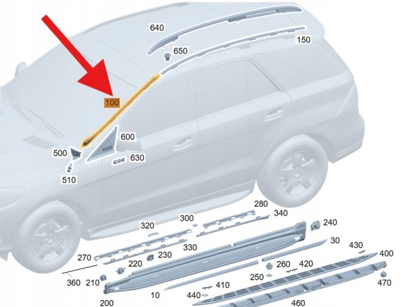 Mercedes-Benz OE ДЕФЛЕКТОР ВОДИ ЛІВИЙ СТІЙКИ A MERCEDES EQE W294 OEM/OE A2946909302