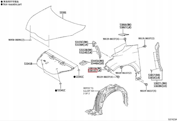 Toyota OE Переднє ліве крило TOYOTA GR YARIS Gen 1 Gen 2 OEM 5381252600 НОВЕ ОРИГІНАЛ