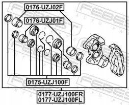 Febest 0177-UZJ100FL Затискач гальма лівий передній 0177-uzj100fl febest