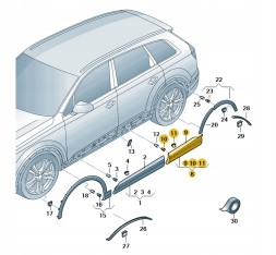 Audi OE 4M0853970M 4M0853970N 4M0853970P ПЛАНКА НАКЛАДКА ДВЕРЕЙ ПРАВА OE AUDI Q7 4M0853970PGRU