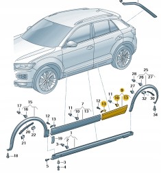 Volkswagen OE 2GA854950AA RYP ОБЗОРКА ДВЕРЕЙ ПРАВА ЗАДНЯ VW T-ROC OE