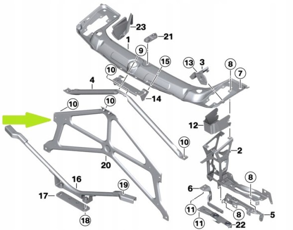 Китай BMV51648054327 КРОНШТЕЙН ПОПЕРЕЧИНИ ПОСИЛЕННЯ ПОЯСА BMW M3 F80 M4 F82 F83 M2 F87 ЛІФТ