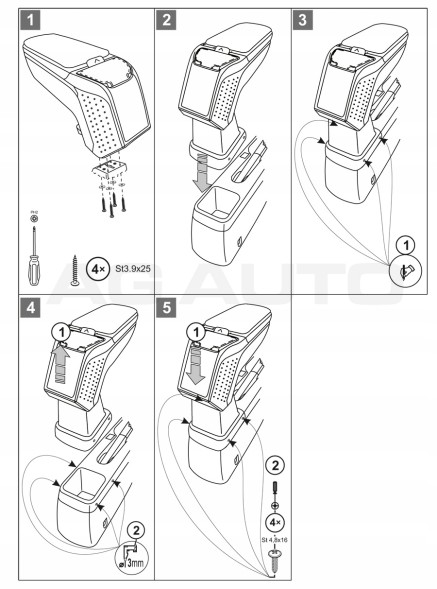 Rati V00366 Підлокітник для Opel Agila, 2008-2014; Suzuki Splash, 2007-2014, ARM2 сірий