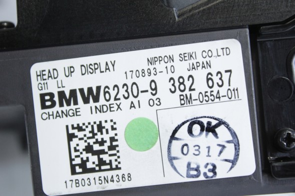 BMW OE 9382637 62309382637 ДИСПЛЕЙ ПРОЗОРИЙ HUD HEAD UP ЄВРОПЕЙСЬКИЙ BMW G11 G12 9382637