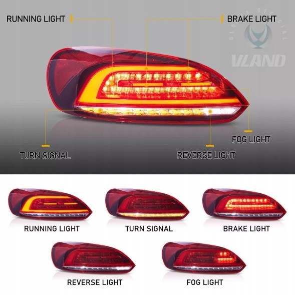 VLAND LDVWV6 9511910E mhm Задній ліхтар Vland Full LED для VW Scirocco 2008-2014