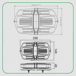 Kamar BLK0031 12/24V 237x145 przewód wtyczka LED попереджувальний ПРОМІНЬ 237x145x45 мм 12/24V Магнітний штекер 2,5 м кабель