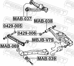 MAB 069 FEBEST САЙЛЕНТБЛОК ЗАДНЬОГО ПОПЕРЕЧНОГО ВАЖЕЛЯ