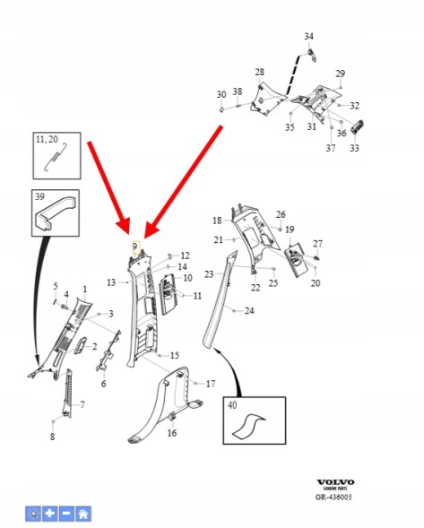 Volvo OE ВНУТРІШНЯ ПАНЕЛЬ ЛІВОЇ СТІЙКИ B VOLVO OEM/OE 32368794
