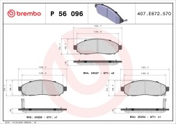 P56096 BREMBO Комплект дискових гальмівних колодокКомплект дискових гальмівних колодок