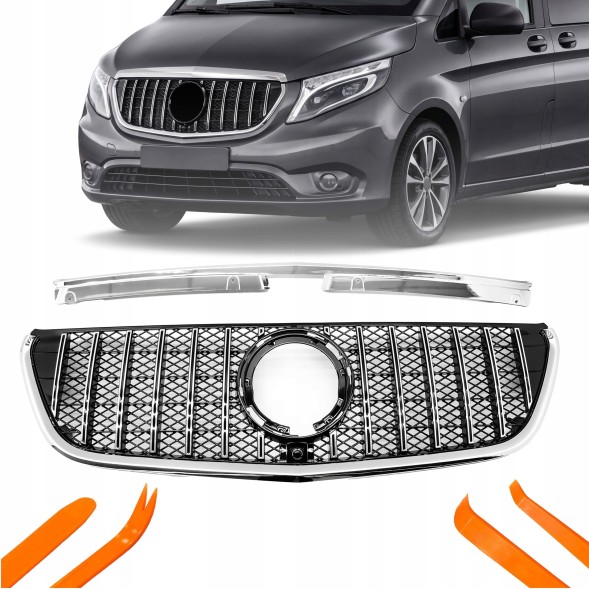 TOPGER KRG-ME-237 X РЕШІТКА РАДІАТОРА MERCEDES DB VITO W447 2020- СРІБЛЯСТА СТИЛЬ GTR