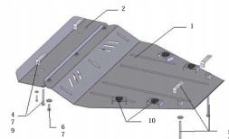 Kolchuga Nissan Qashqai J10 2006-2014 Stalowa Dolna Osłona Silnika 0249 Nissan Qashqai J10 2006-2014 Сталева нижня кришка двигуна 0249