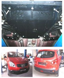 Kolchuga Nissan Qashqai J10 2006-2014 Stalowa Dolna Osłona Silnika 0249 Nissan Qashqai J10 2006-2014 Сталева нижня кришка двигуна 0249