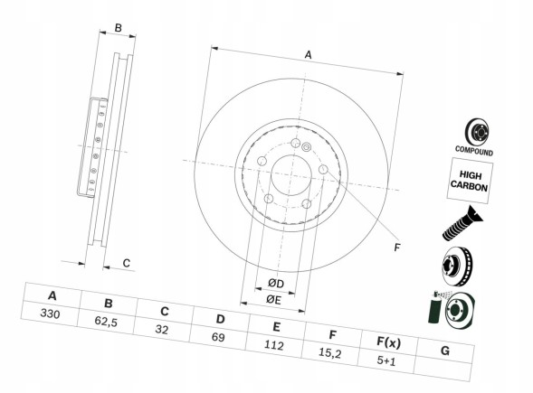 Bosch 0 986 479 H48 Гальмівний диск фронт 330х32 в 2-х частинний - bosch 0 986 479 h48