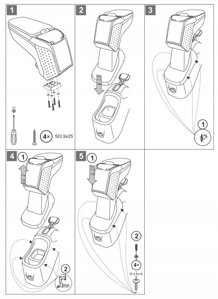 Rati V01310 Підлокітник ARM2 Citroen C3 Aircros, 2017-2021, Bx