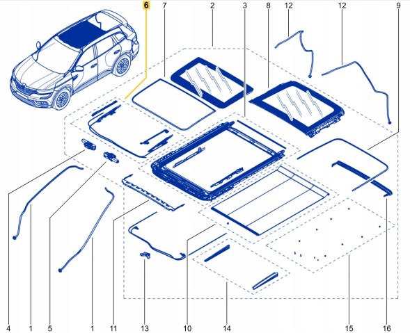 Renault OE Набір салазок люка Renault Koleos 2 II 913662238R