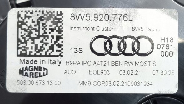 Audi OE Лічильник годинників Audi S4 B9 S5 F5 TFSI 8W5920776L