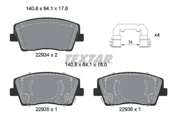 Textar 2293401 Гальмівні колодки передні 2293401 textar genesis kia