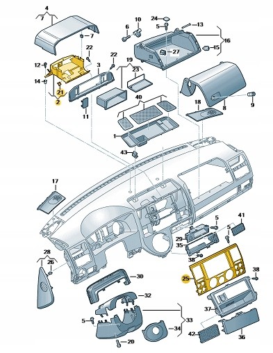 Volkswagen OE 7E0857237L9B9 Рамка декоративна радіо чорна Volkswagen T5. Товар ,