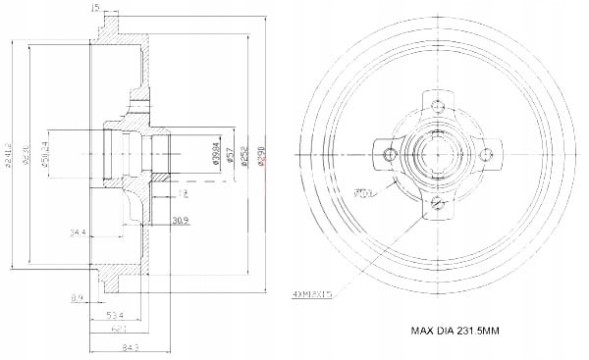 Maxgear MGX19-0835(EXT) Барабани хам. 2Шт vw т. Passat 88-93 maxgear