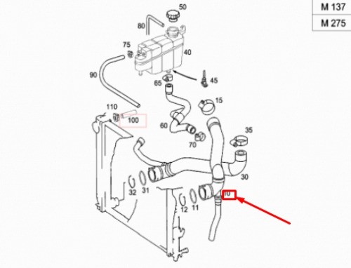 Mercedes-Benz OE Шланг радіатора Mercedes W215 W220 A2205013982