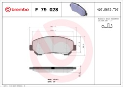 P79028 BREMBO Комплект гальмівних колодок з 4 шт дисків