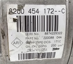 Renault OE 8200454172 RENAULT Новий орг компресор кондиціонера renault / nissan / opel / fiat 8200454172