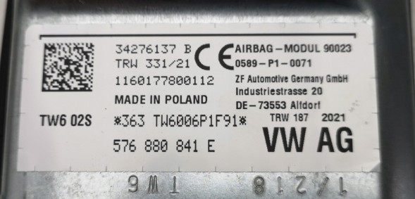 Volkswagen OE 576880841E, DWP538976OE Подушка безпеки airbag Seat Cupra Ateca 576880841E Нова оригінальна