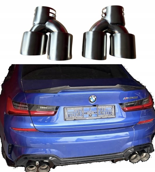 BM KOŃCÓWKI WYDECHU 2PARY KOŃCÓWEK 101MM SREBRNE BMW M НАСАДКИ ВИХЛОПНОЇ ТРУБИ 2 ПАРИ НАСАДОК 101MM M340 M240 M440 СРІБНІ BMW g20 g22 g42