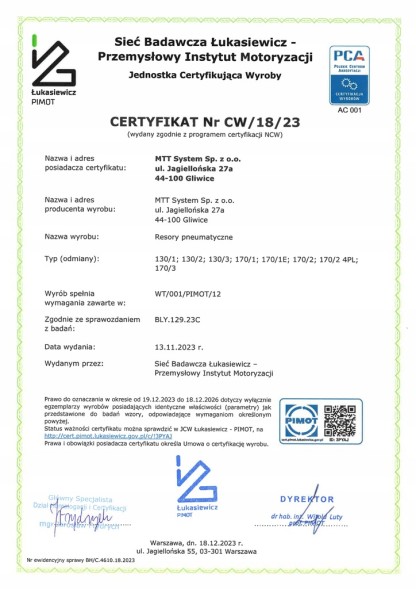 MTT System 0019 Подушки пневматичні підвіски ford transit mk8 2014-2026 1m