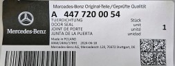 Mercedes-Benz OE 4477200054 ПРОКЛАДКА ДВЕРІ ВЕРХНЯ ПЕРЕДНЯ ЛІВА MERCEDES V КЛАС VITO 447