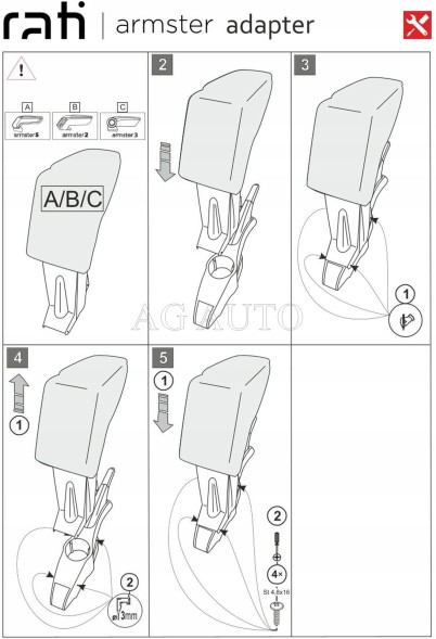 Rati 62.V05066A Підлокітник призначений для Fiat Panda, 2003-2012, Armster 3