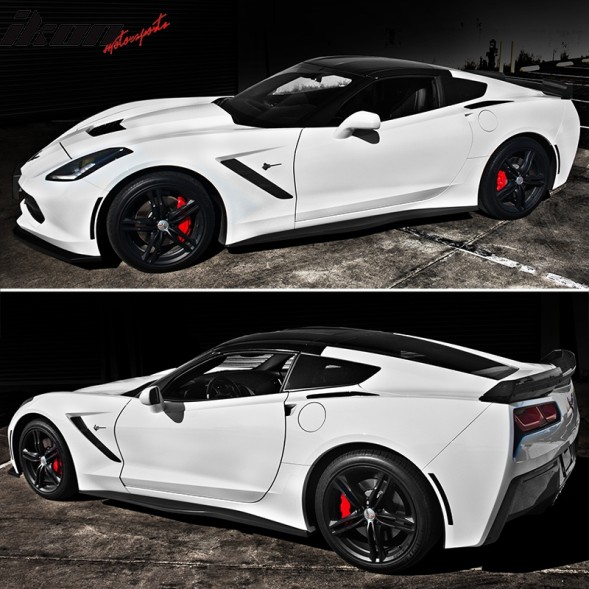 Ikon Motorsports JGD-COR-SSGB Порогові планки ZR1 Стиль - Чорний Блиск CHEVROLET CORVETTE 2014-2019 C7