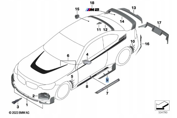 BMW OE M PERFORMANCE Накладка на пороги ліва M2 G87 Carbon 51195A44DE7