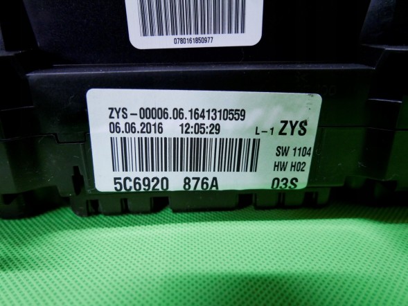 Volkswagen OE H345YG5HE Лічильник 5C6920876A VW JETTA 5C 2.0 TDI