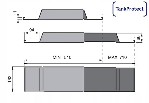 Tank Protect 20TP459601 Захист дракона бака палива, заглушки дракона (регульовані, 510-710 мм)