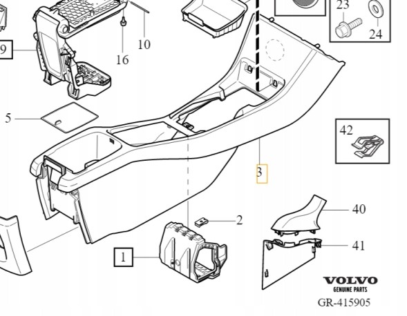 Volvo OE 31389451e Центральний тунель консолі для Volvo V40 31389451 OE