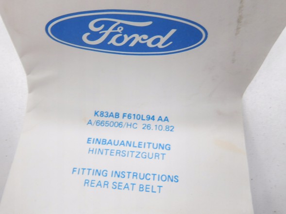 Ford OE Комплект - задній ремінь безпеки FORD Escort/Orion 1986-1999 OE 1638225