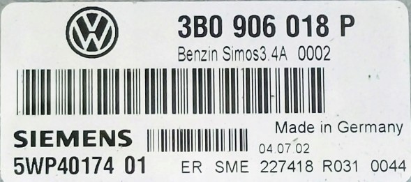 Volkswagen OE 3B0906018P 5WP40174 01 BEZ IMMO przygotowany w SDK Блок керування 3B0906018P 5WP40174 01 БЕЗ IMMO
