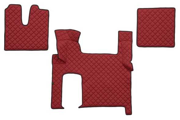 V-maxzone Part VIC-128598 Килимки підлоги ЕКО-Шкіра стьобані (3 шт.) Червоні дві шухляди, на