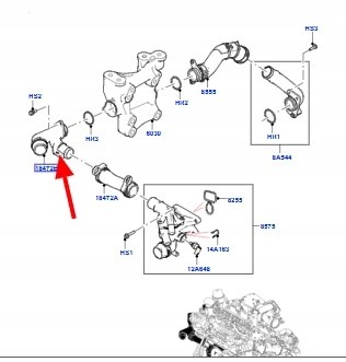 Land Rover OE LR157890 J9C34720 K8D28A512CD, K8D2-8A512-CD K8D28A512C, K8D2-8A512-C Водопровід 2.0 дизель RANGE ROVER LR157890