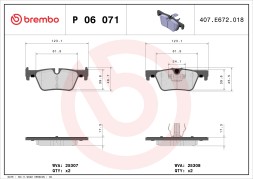 P06071 BREMBO Комплект гальмівних колодок з 4 шт дисків