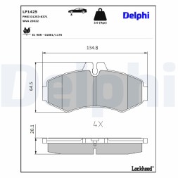 LP1425 DELPHI Комплект гальмівних колодок з 4 шт дисків