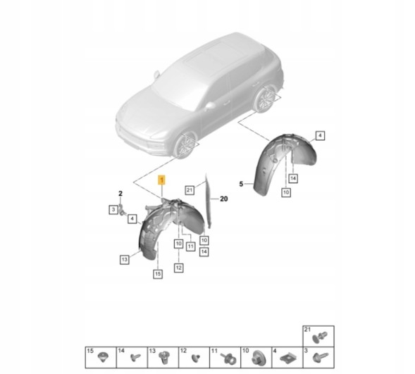 Porsche OE 9Y0810972H Колісна арка передня права Porsche Cayenne 9Y0 2018-