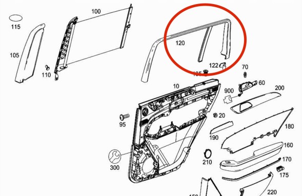 Mercedes-Benz OE Облицювання віконної рами Планка кришки ролети Mercedes-Benz X166 A1667371480