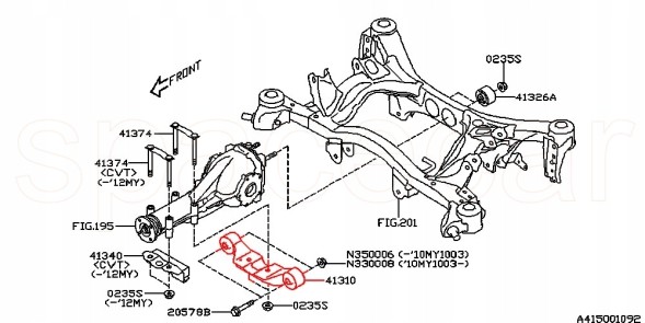 Subaru OE 41310AJ011 Опора мосту кронштейн кріплення диференціала SUBARU LEGACY 2009-2020